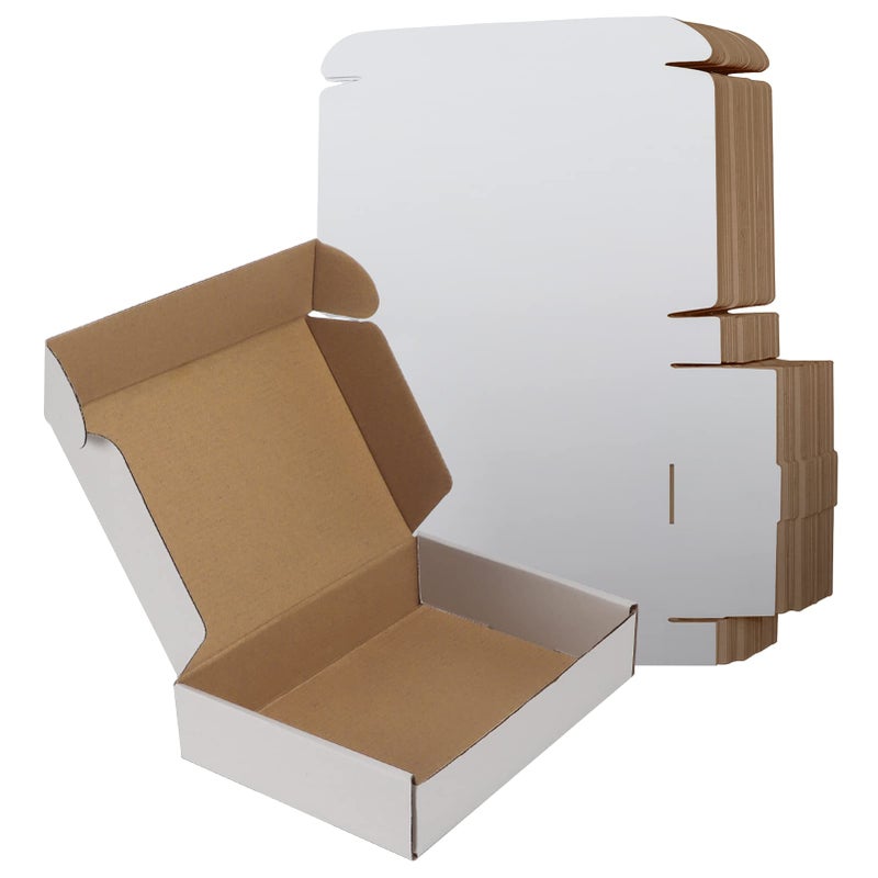 RLAVBL 9x6x2 Inches Shipping Boxes Set of 25, White Small Corrugated Cardboard Box, Mailer Boxes for Packing Small Business - Image 1